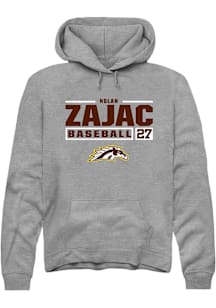 Nolan Zajac  Rally Western Michigan Broncos Mens Grey NIL Stacked Box Long Sleeve Hoodie