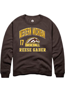 Reese Gaber Rally Mens Brown Western Michigan Broncos NIL Arch Logo Crew Sweatshirt