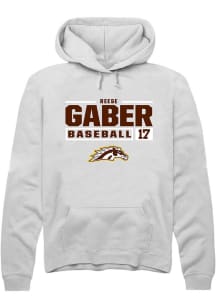 Reese Gaber Rally Mens White Western Michigan Broncos NIL Stacked Box Hooded Sweatshirt