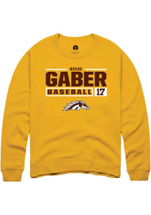 Reese Gaber Rally Mens Gold Western Michigan Broncos NIL Stacked Box Crew Sweatshirt