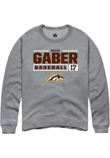 Reese Gaber Rally Mens Grey Western Michigan Broncos NIL Stacked Box Crew Sweatshirt