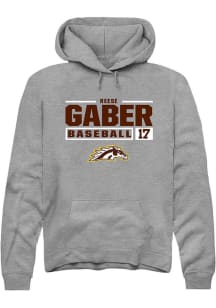 Reese Gaber Rally Mens Grey Western Michigan Broncos NIL Stacked Box Hooded Sweatshirt