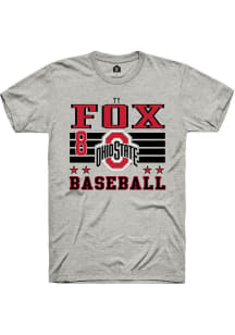 Ty Fox Ash Ohio State Buckeyes NIL Striped Short Sleeve T Shirt
