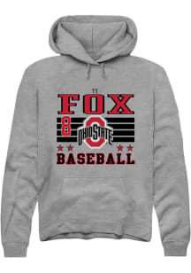 Ty Fox Rally Mens Grey Ohio State Buckeyes NIL Striped Hooded Sweatshirt