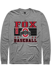 Ty Fox Rally Mens Grey Ohio State Buckeyes NIL Striped Tee