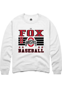Ty Fox Rally Mens White Ohio State Buckeyes NIL Striped Crew Sweatshirt