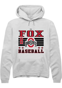 Ty Fox Rally Mens White Ohio State Buckeyes NIL Striped Hooded Sweatshirt