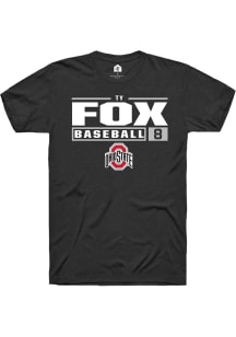 Ty Fox Black Ohio State Buckeyes NIL Stacked Box Short Sleeve T Shirt