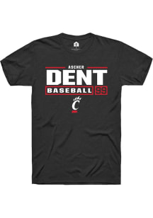 Ascher Dent Black Cincinnati Bearcats NIL Stacked Box Short Sleeve T Shirt