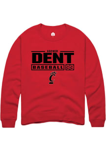 Ascher Dent Rally Mens Red Cincinnati Bearcats NIL Stacked Box Crew Sweatshirt