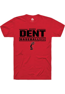 Ascher Dent Red Cincinnati Bearcats NIL Stacked Box Short Sleeve T Shirt