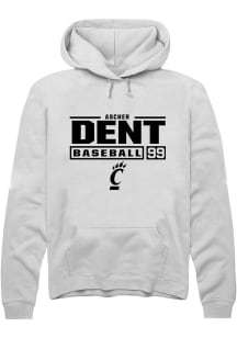 Ascher Dent Rally Mens White Cincinnati Bearcats NIL Stacked Box Hooded Sweatshirt