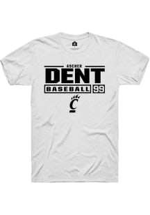 Ascher Dent White Cincinnati Bearcats NIL Stacked Box Short Sleeve T Shirt