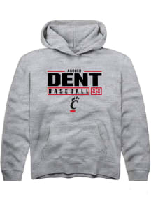 Ascher Dent Rally Youth Grey Cincinnati Bearcats NIL Stacked Box Long Sleeve Hooded Sweatshirt