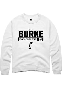 Ella Burke  Rally Cincinnati Bearcats Mens White NIL Stacked Box Long Sleeve Crew Sweatshirt
