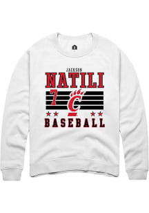 Jackson Natili Rally Mens White Cincinnati Bearcats NIL Striped Crew Sweatshirt