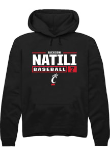 Jackson Natili Rally Mens Black Cincinnati Bearcats NIL Stacked Box Hooded Sweatshirt