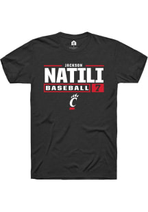 Jackson Natili Black Cincinnati Bearcats NIL Stacked Box Short Sleeve T Shirt