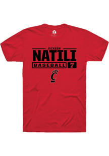 Jackson Natili Red Cincinnati Bearcats NIL Stacked Box Short Sleeve T Shirt