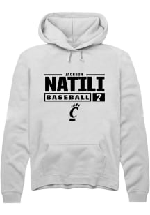 Jackson Natili Rally Mens White Cincinnati Bearcats NIL Stacked Box Hooded Sweatshirt