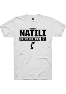 Jackson Natili White Cincinnati Bearcats NIL Stacked Box Short Sleeve T Shirt