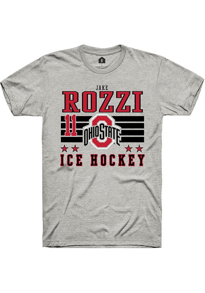 Jake Rozzi Ohio State Buckeyes Rally ASH NIL Striped Short Sleeve