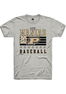 Aaron Manias Ash Purdue Boilermakers NIL Striped Short Sleeve T Shirt