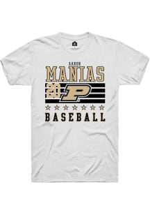 Aaron Manias White Purdue Boilermakers NIL Striped Short Sleeve T Shirt