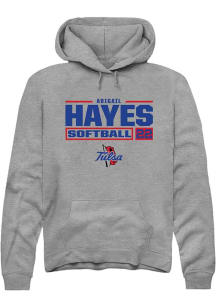 Abigail Hayes Rally Mens Graphite Tulsa Golden Hurricane NIL Stacked Box Hooded Sweatshirt