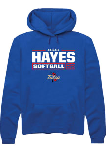 Abigail Hayes Rally Mens Blue Tulsa Golden Hurricane NIL Stacked Box Hooded Sweatshirt