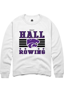 Grace Hall  Rally K-State Wildcats Mens White NIL Striped Long Sleeve Crew Sweatshirt