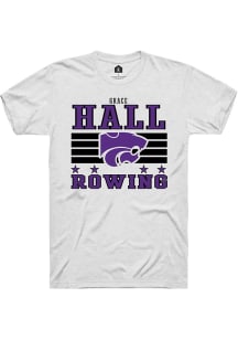 Grace Hall White K-State Wildcats NIL Striped Short Sleeve T Shirt