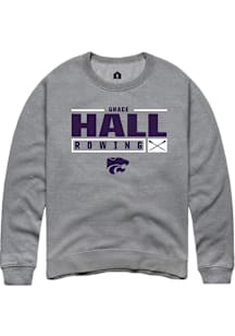 Grace Hall  Rally K-State Wildcats Mens Graphite NIL Stacked Box Long Sleeve Crew Sweatshirt