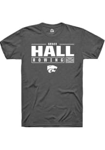 Grace Hall Grey K-State Wildcats NIL Stacked Box Short Sleeve T Shirt