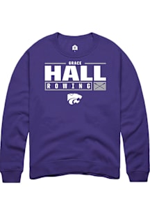 Grace Hall  Rally K-State Wildcats Mens Purple NIL Stacked Box Long Sleeve Crew Sweatshirt