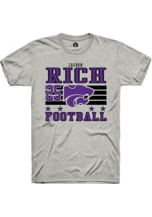 Zashon Rich Ash K-State Wildcats NIL Striped Short Sleeve T Shirt