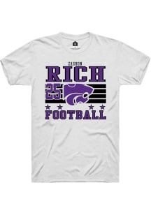Zashon Rich White K-State Wildcats NIL Striped Short Sleeve T Shirt