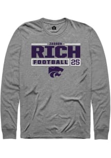 Zashon Rich Rally Mens Graphite K-State Wildcats NIL Stacked Box Tee