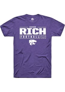 Zashon Rich Purple K-State Wildcats NIL Stacked Box Short Sleeve T Shirt