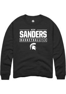 Nick Sanders Rally Mens Black Michigan State Spartans NIL Stacked Box Crew Sweatshirt