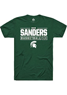 Nick Sanders  Michigan State Spartans Green Rally NIL Stacked Box Short Sleeve T Shirt