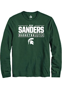 Nick Sanders  Michigan State Spartans Green Rally NIL Stacked Box Long Sleeve T Shirt