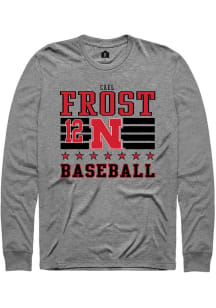 Cael Frost Rally Mens Grey Nebraska Cornhuskers NIL Striped Tee