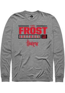 Cael Frost Rally Mens Graphite Nebraska Cornhuskers NIL Stacked Box Tee