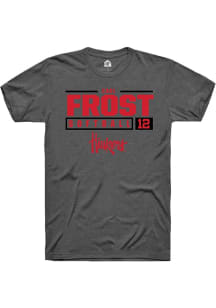 Cael Frost Grey Nebraska Cornhuskers NIL Stacked Box Short Sleeve T Shirt