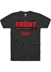 Cael Frost Black Nebraska Cornhuskers NIL Stacked Box Short Sleeve T Shirt