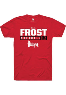 Cael Frost Red Nebraska Cornhuskers NIL Stacked Box Short Sleeve T Shirt