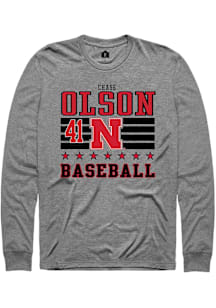 Chase Olson  Nebraska Cornhuskers Grey Rally NIL Striped Long Sleeve T Shirt