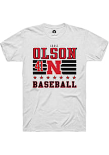 Chase Olson  Nebraska Cornhuskers White Rally NIL Striped Short Sleeve T Shirt