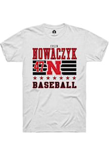 Colin Nowaczyk  Nebraska Cornhuskers White Rally NIL Striped Short Sleeve T Shirt